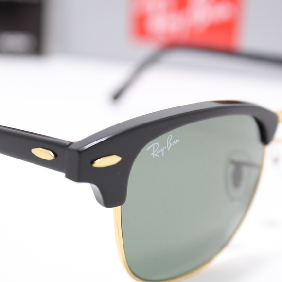 RAY-BAN 3016 W0365 BLACK/ARISTA GOLD CLUB-MASTER - Picture 2 of 8